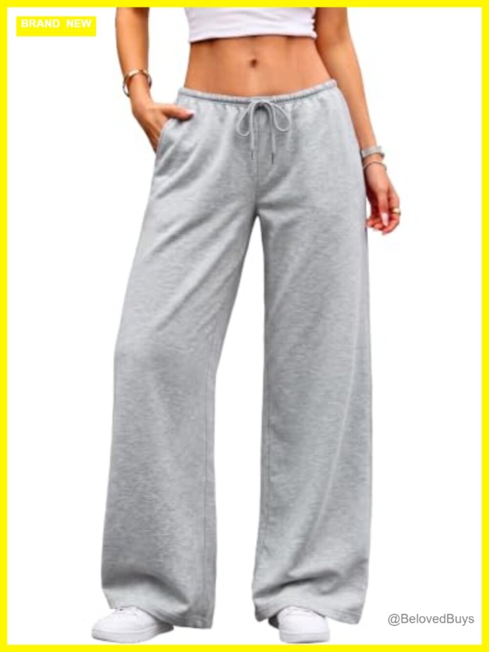Low Rise Wide Leg Sweatpants Baggy Lounge Pants Drawstring Cotton Blend